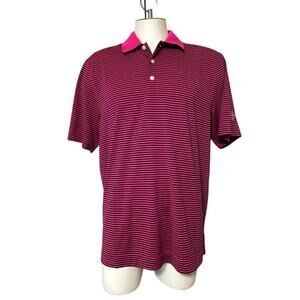 Cutter & Buck Pink and Black Striped Golf Club Polo Size Large